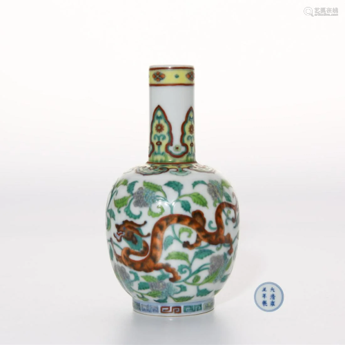 A Doucai Dragon Floral Vase Yongzheng Mark