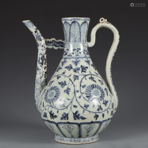 A Blue and White Floral Scrolls Ewer