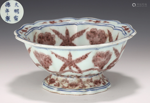 An Underglaze Blue and Copper Red Washer