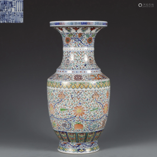 A Doucai Glazed Lotus Scrolls Vase