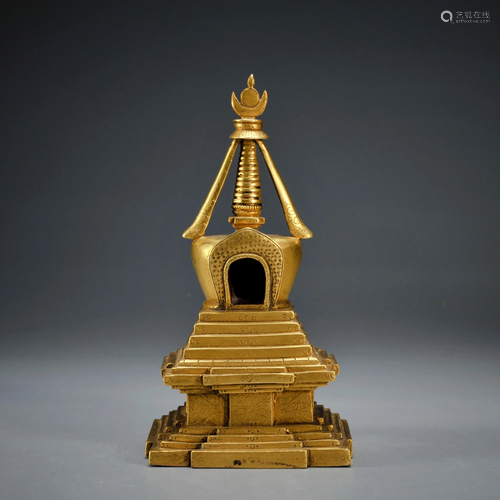 A Gilt-bronze Stupa