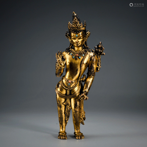 A Gilt-bronze Standing Padmasambhava