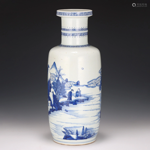 A Blue and White Landscape Mallet Vase