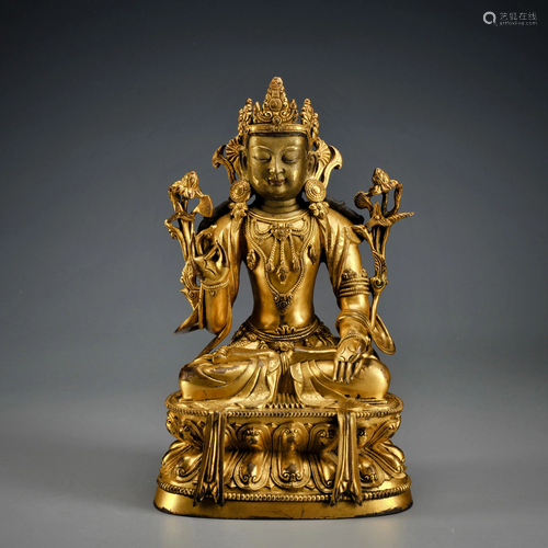 A Gilt-bronze Manjusri