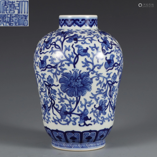 A Blue and White Floral Vase