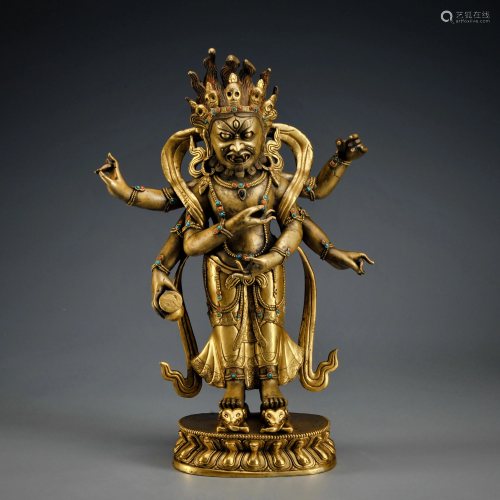 A Gilt-bronze Standing Deity