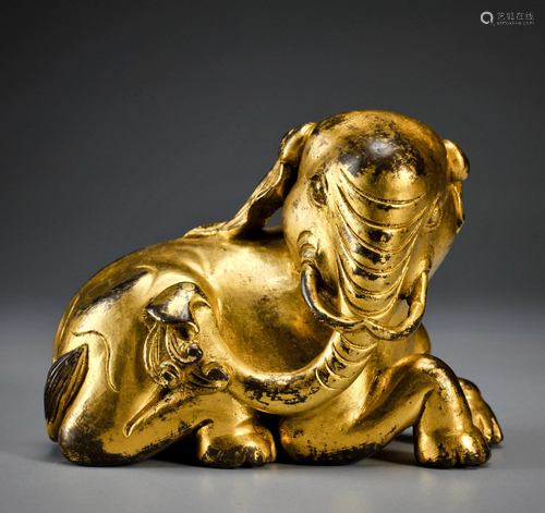 A Gilt-bronze Elephant