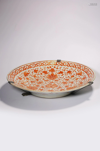 A COPPER-RED DISH.QING PERIOD