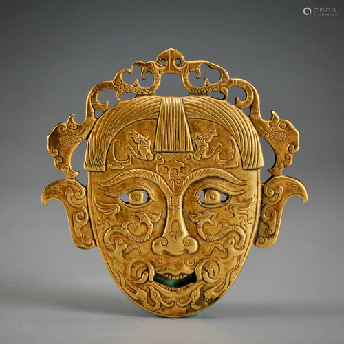 A Gilt-bronze Figure Face