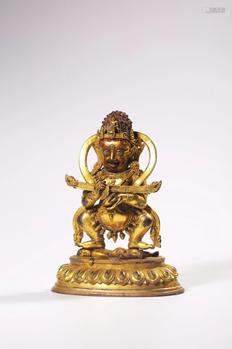 A GILT-BRONZE FIGURE OF MAHAKALA.QING PERIOD