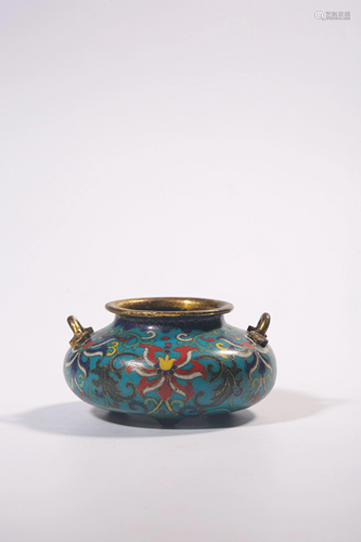 A CLOISONNE ENAMEL BRONZE CENSER.MARK OF QIANL…