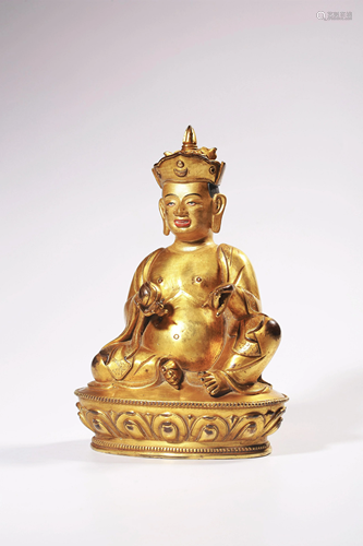 A GILT-BRONZE FIGURE OF GURU.QING PERIOD