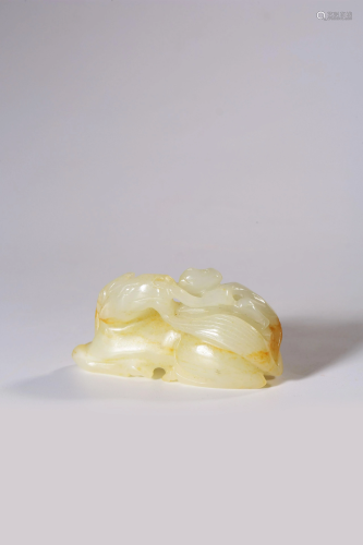 A CARVED WHITE JADE HORSE AND MONKEY.QING PERIOD