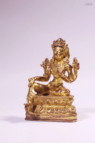 A GILT-BRONZE FIGURE OF TARA.QING PERIOD