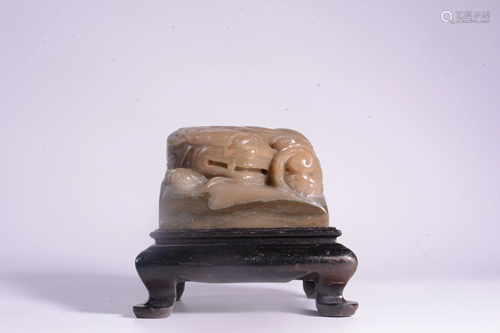 A CARVED SOAPSTONE 'BEAST' SEAL.QING PERIOD