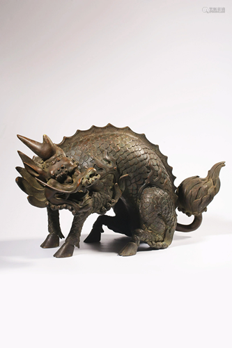 A BRONZE QILIN .QING PERIOD