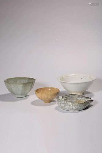 FOUR OF GE YAO-GLAZED BOWL AND WASHER.QING PERIOD