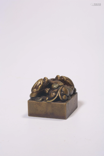 A BRONZE LION GROUP SEAL.QING PERIOD
