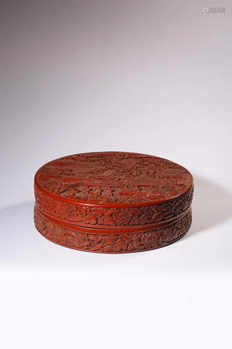 A CINNABAR LACQUER BOX AND COVER.MARK OF QIANLONG