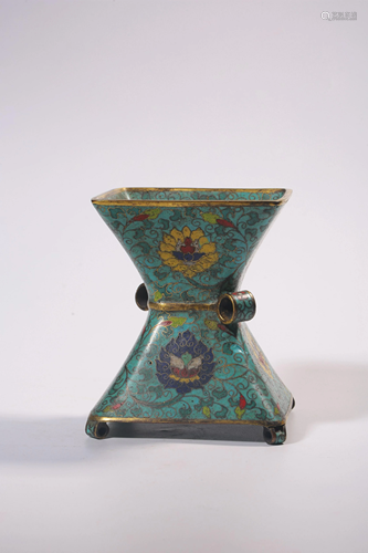 A CLOISONNE ENAMEL BRONZE VASE.GU.QING PERIOD