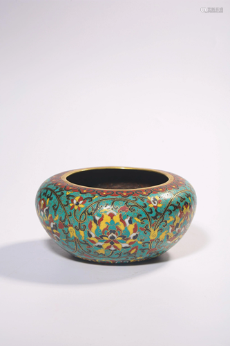 A CLOISONNE ENAMEL BRONZE WASHER.QING PERIOD