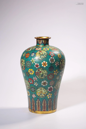 A CLOISONNE ENAMEL BRONZE MEIPING.MARK OF QIANL…