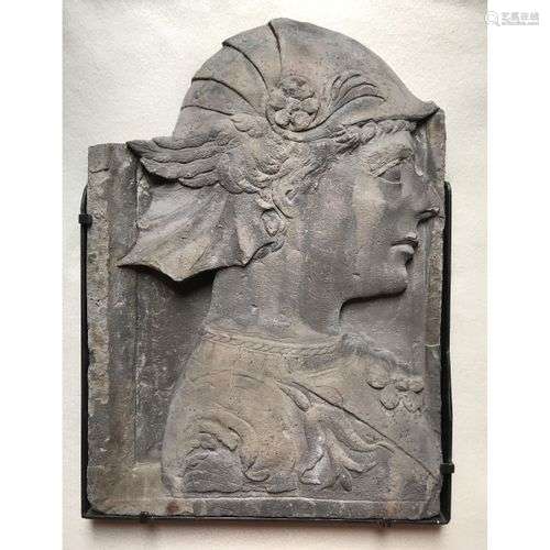 PROFIL DE GUERRIER Relief en pietra serena Toscane, Florence...