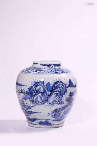 A BLUE AND WHITE JAR