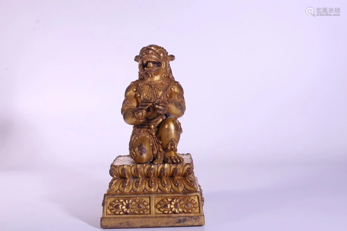 A GILT-BRONZE BEAST.QING PERIOD