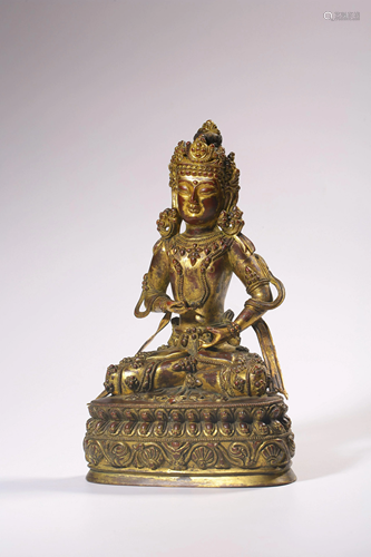 A GILT-BRONZE FIGURE OF TARA.MING PERIOD