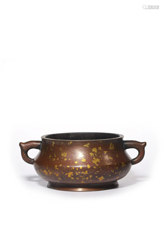 A GOLD-SPLASHED BRONZE CENSER.QING PERIOD