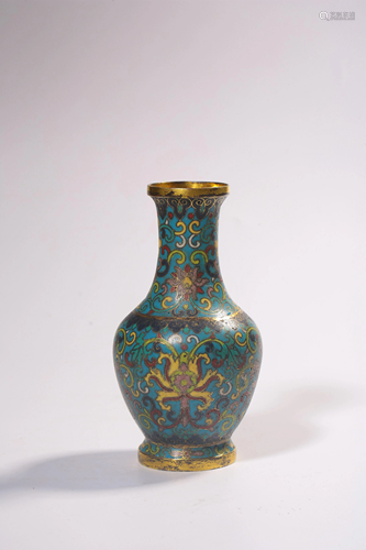 A CLOISONNE ENAMEL BRONZE VASE.MARK OF QIANLONG