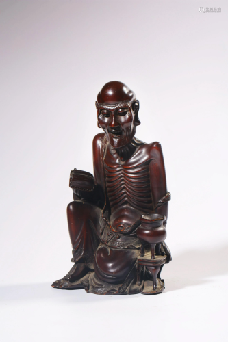 A CARVED HUANGYANGMU LUOHAN.QING PERIOD