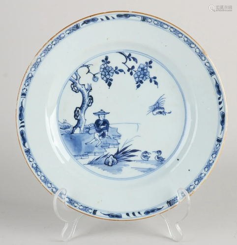 Chinese porcelain plate with fisherman/duck decor. 18th