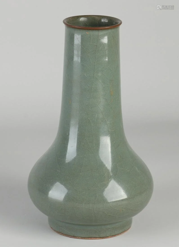 Chinese porcelain celadon vase with crackle glaze.