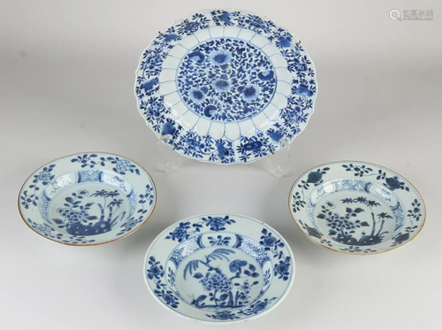 Four 18th century Chinese porcelain plates with