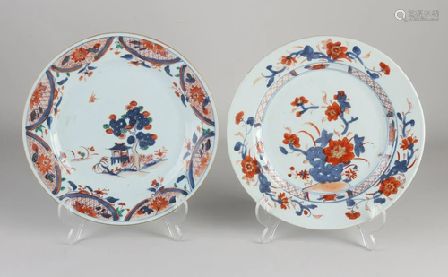 Two 18th century Chinese porcelain Imari plates with