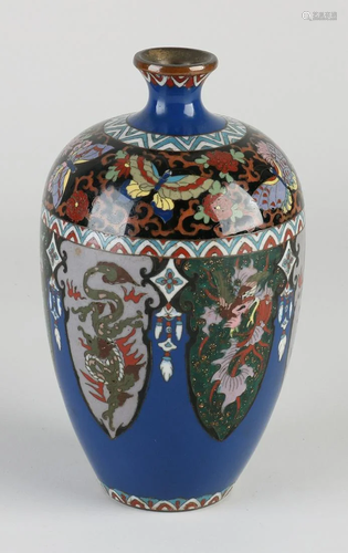 Antique Japanese or Chinese cloisonne vase with