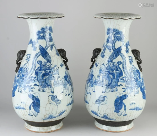 Two large Chinese porcelain Cantonese vases with