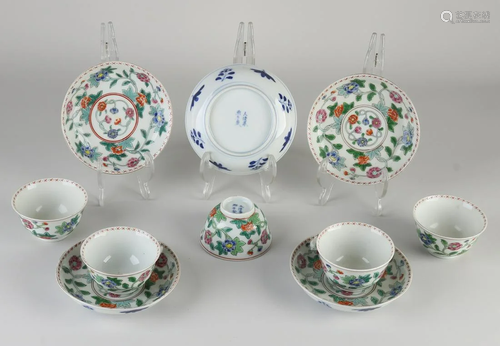 Five 19th century Chinese porcelain Family Rose cups