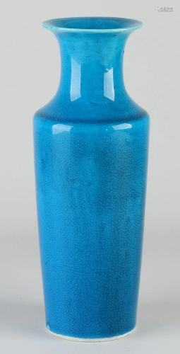 Chinese porcelain vase with blue, rayskin-like glaze.