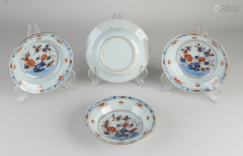 Four 18th century Chinese porcelain cream plates with