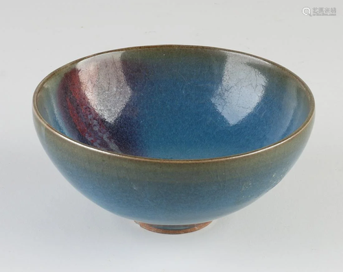 Chinese porcelain Sung-style bowl with blue-red glaze.