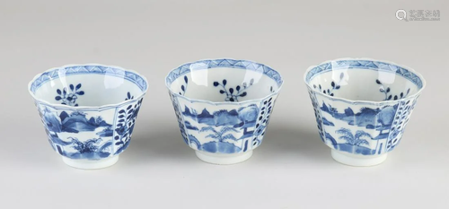 Three 18th - 19th century Chinese porcelain cups with