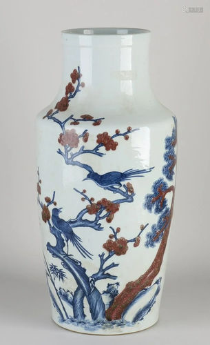 Large Chinese porcelain vase with blossom branch/bird