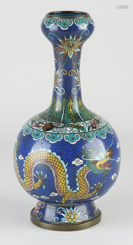 Antique Chinese or Japanese cloisonne knob vase with