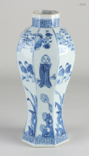 Chinese porcelain octagonal vase with figures all