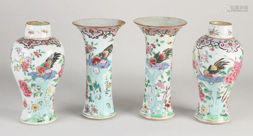 Four 18th century Chinese porcelain Family Rose vases