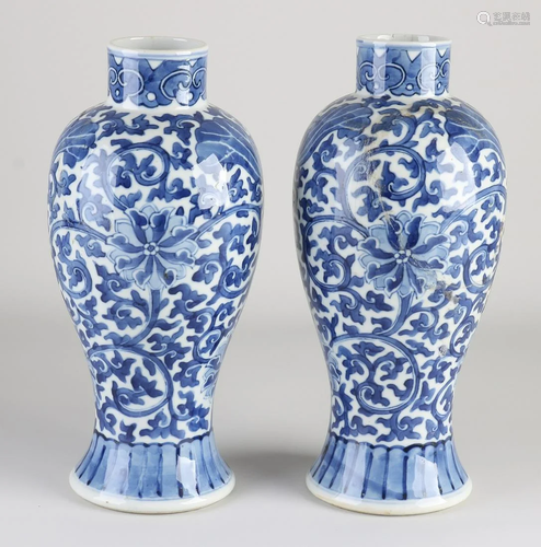 Two 19th century Chinese porcelain vases with floral