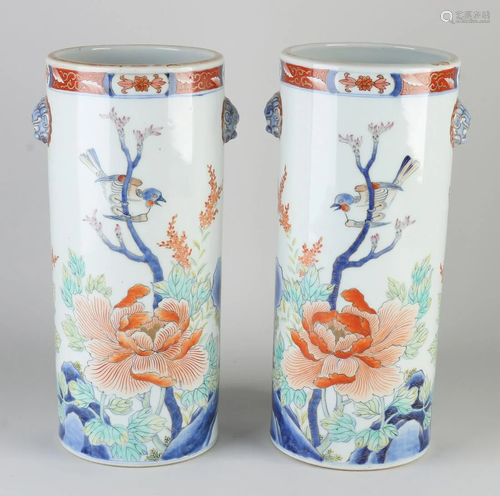 Two large antique Japanese Imari porcelain vases with